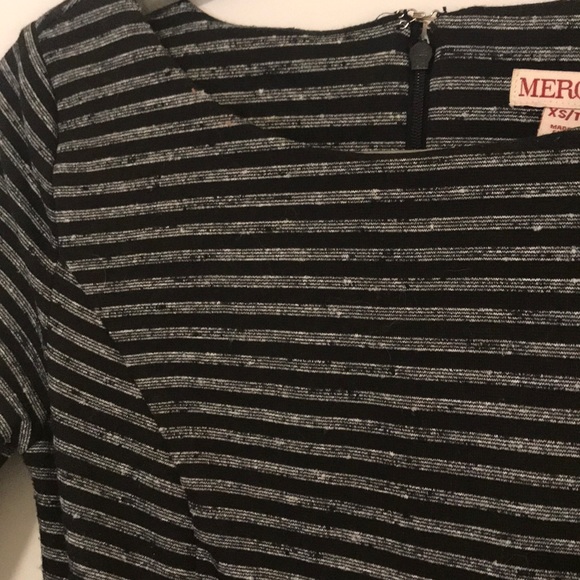 Fit and flare black striped dress with pockets - Picture 2 of 4